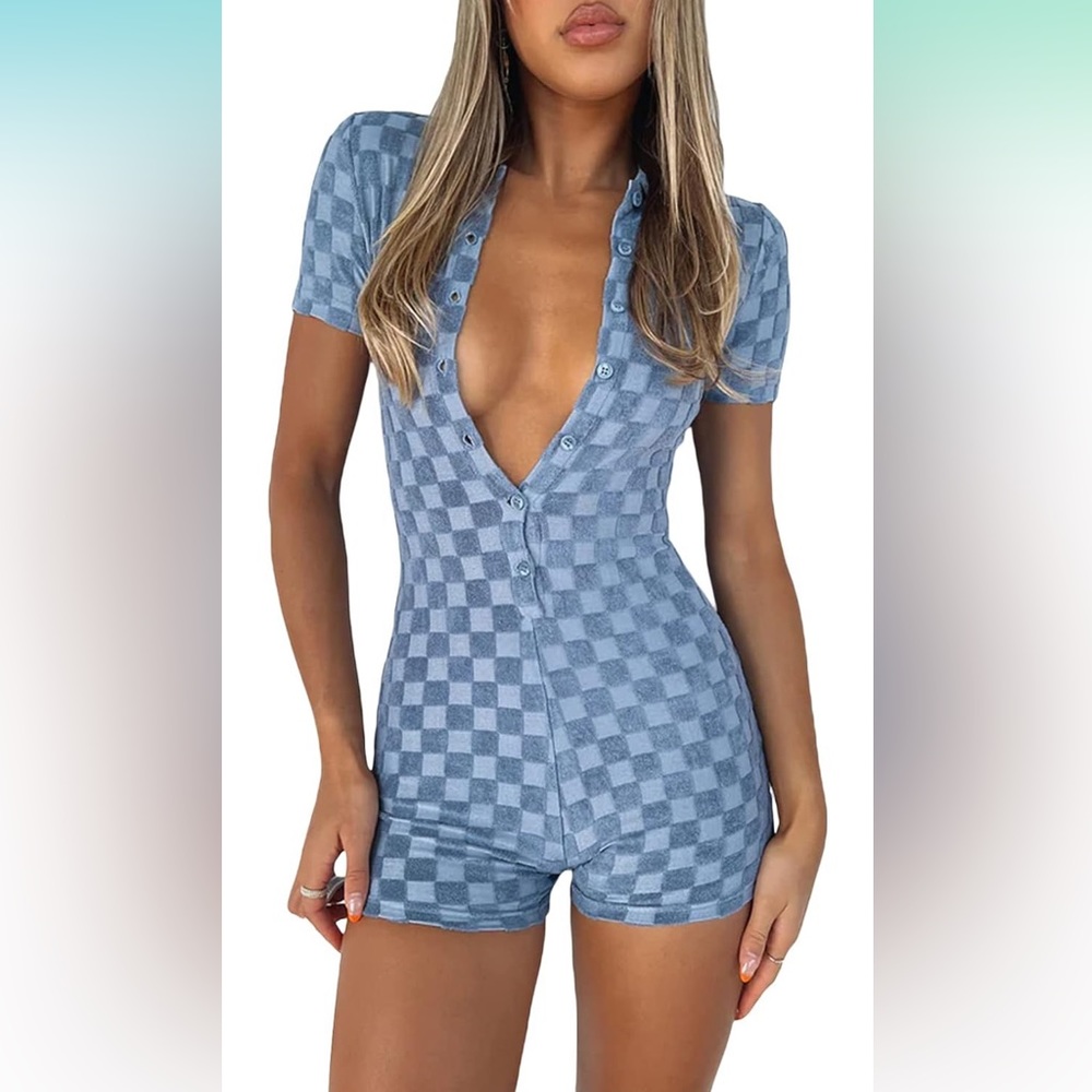 Blue Patterned Jumpsuit